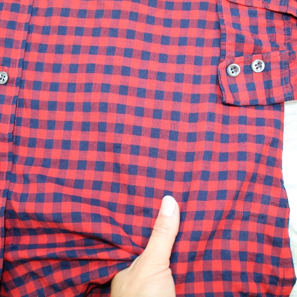 SOLD J.Crew Crinkle Boy Shirt In Red Check - Picture 6 of 8